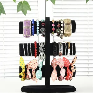 3 Tier Jewelry Display Stand Velvet Bangle Watch Bracelet Jewelery Display Stand Box Case(D)