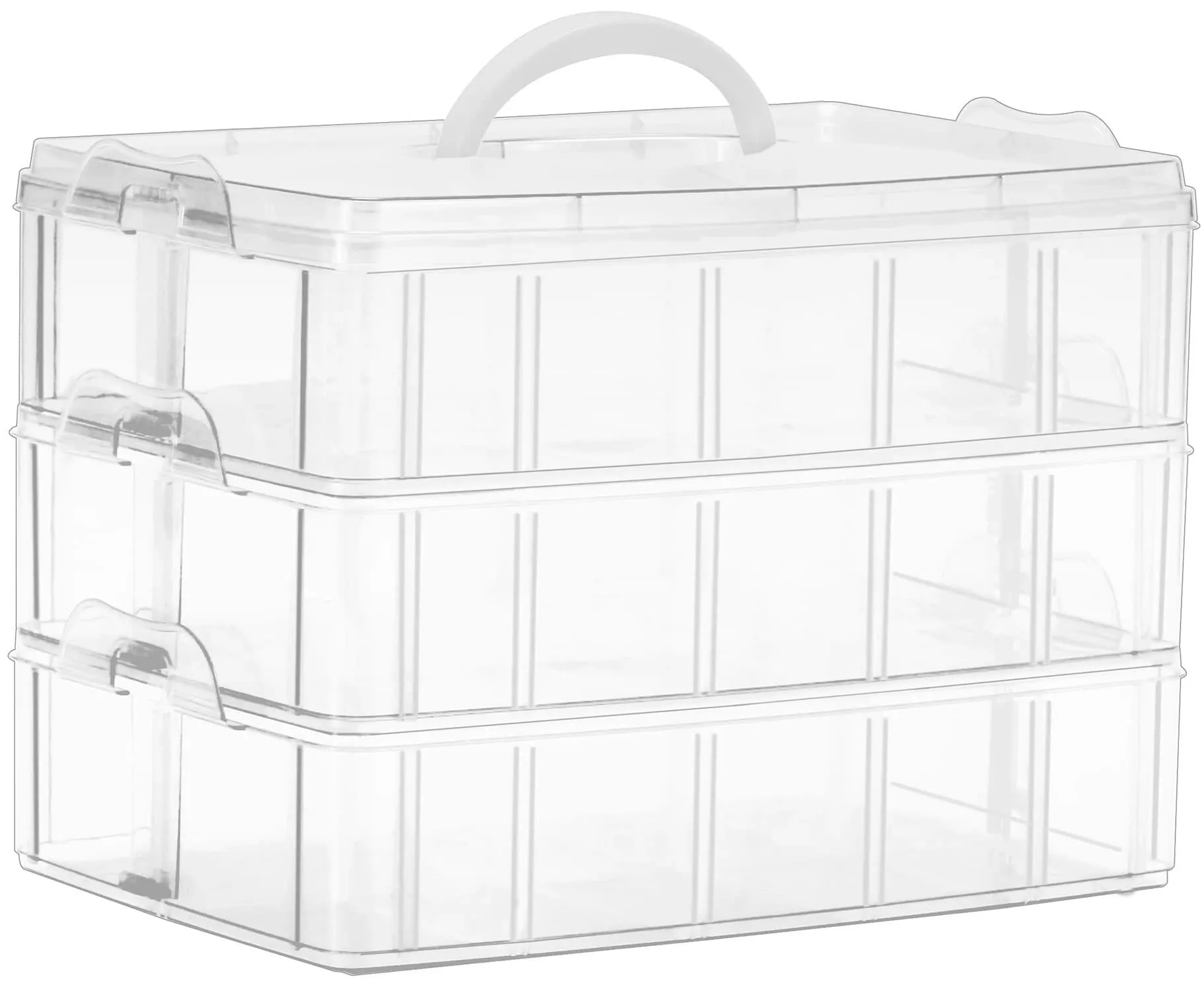 3-Tier Stackable Craft Organizers and Storage Box Plastic with 30 Compartments