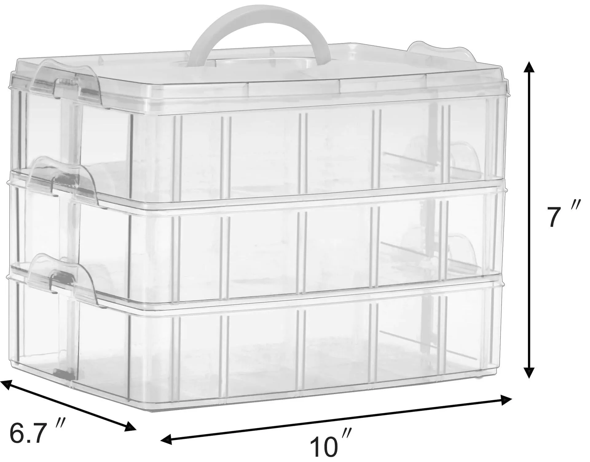 3-Tier Stackable Craft Organizers and Storage Box Plastic with 30 Compartments