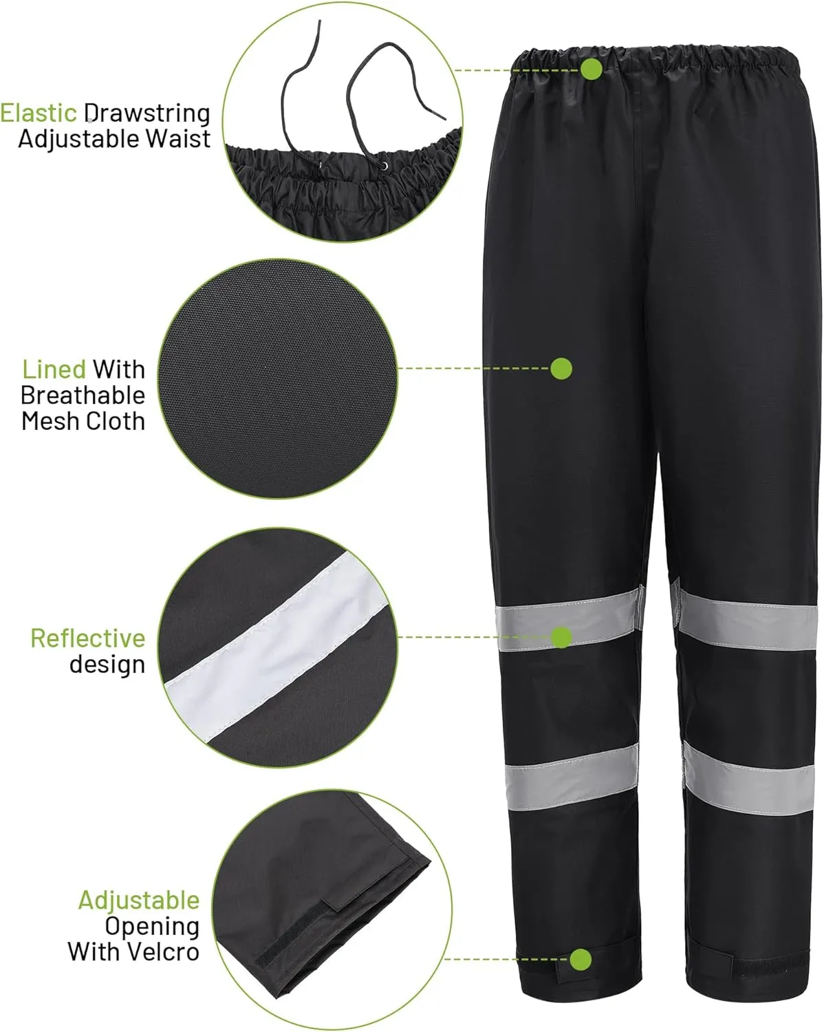 300D Reflective Hi Vis Rain Jacket Safety Rain Suits for Men & Women Class 3 High Visibility Waterproof Rain Jacket