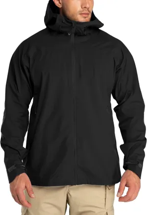 33,000ft Mens Rain Jacket, 3-Layer Performance Lightweight Rain Jackets Waterproof with Hood for Hiking Ski Sailing Cycling