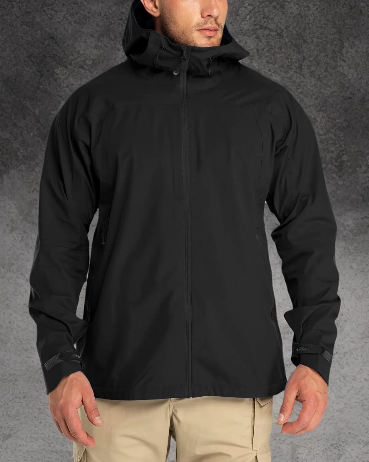 33,000ft Mens Rain Jacket, 3-Layer Performance Lightweight Rain Jackets Waterproof with Hood for Hiking Ski Sailing Cycling