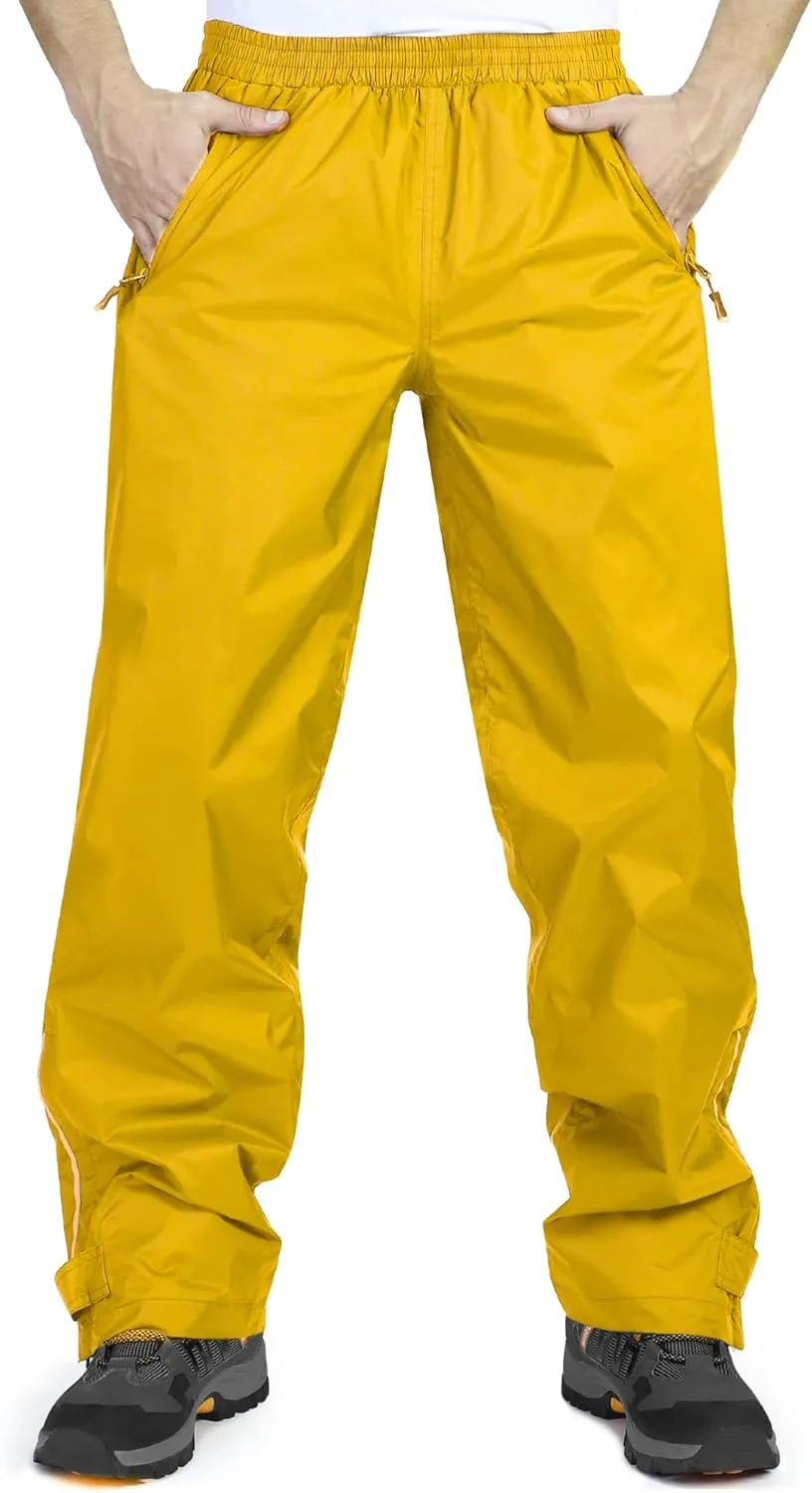 33,000ft Men's Rain Pants, Waterproof Rain Over Pants, Windproof Outdoor Pants for Hiking, Fishing