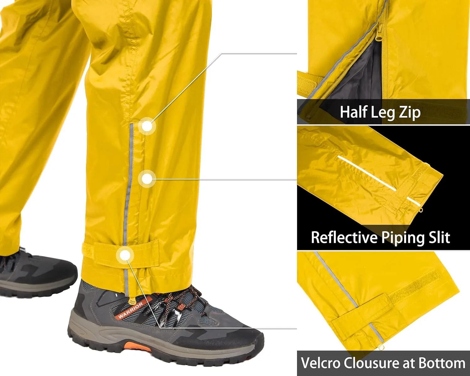 33,000ft Men's Rain Pants, Waterproof Rain Over Pants, Windproof Outdoor Pants for Hiking, Fishing
