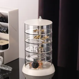 360° Rotating Hair Accessories Organizer, Clear 5-Layers Acrylic Jewelry Box, Bathroom Containers for Headband, Bows, Hair Tie, Cotton Swab Organization for Preppy Women