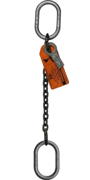 3/8" x 5' Single Leg Chain Sling | 8,800 Lbs WLL | Oblong Link-to-Oblong Link Ends | Grade 100 Alloy | 3/4" Master Link | for Tough Conditions | Hanes Supply (HSI)