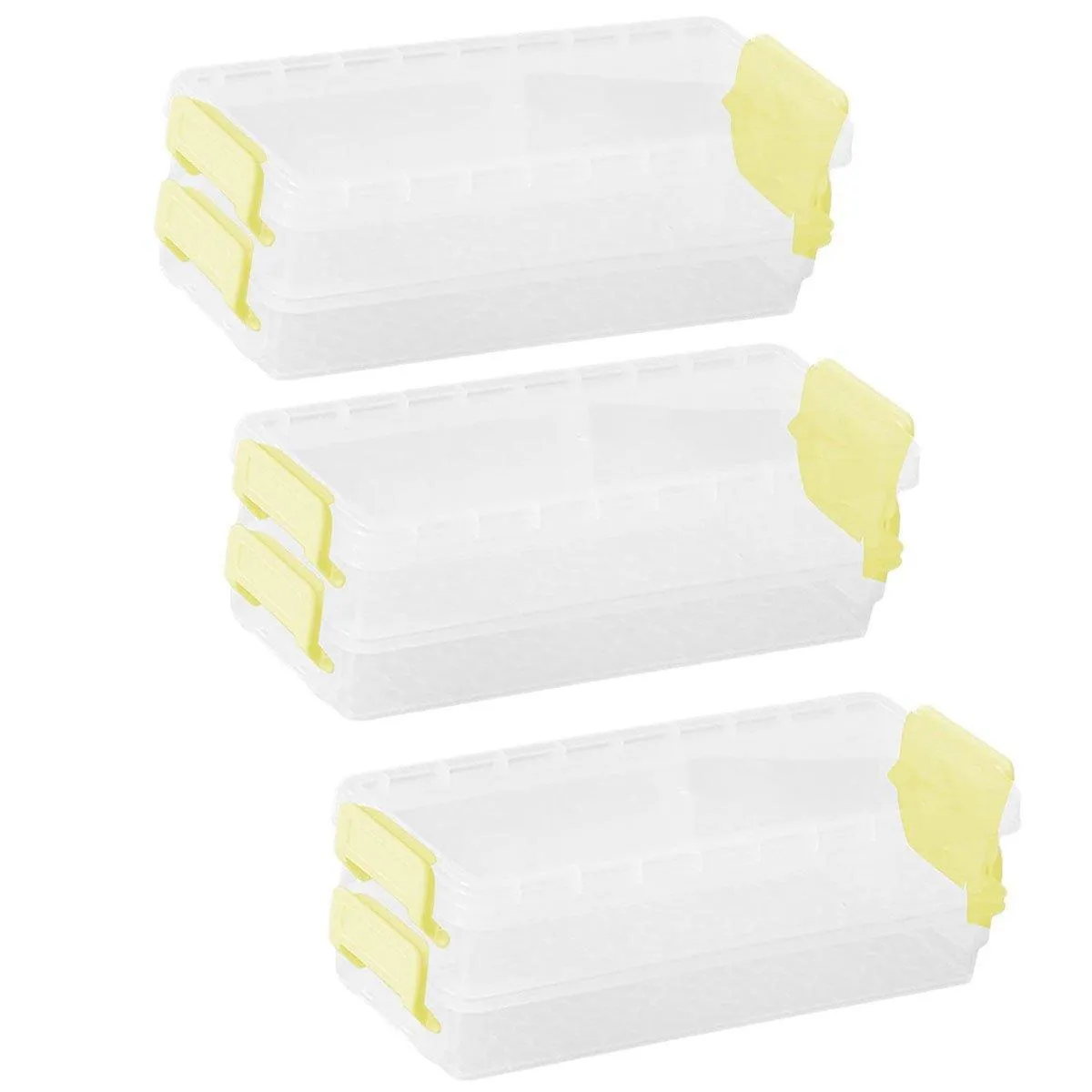 3PCS Clear Plastic Desktop Storage Box 2 Layer Holder DIY Stationery Pencil Case