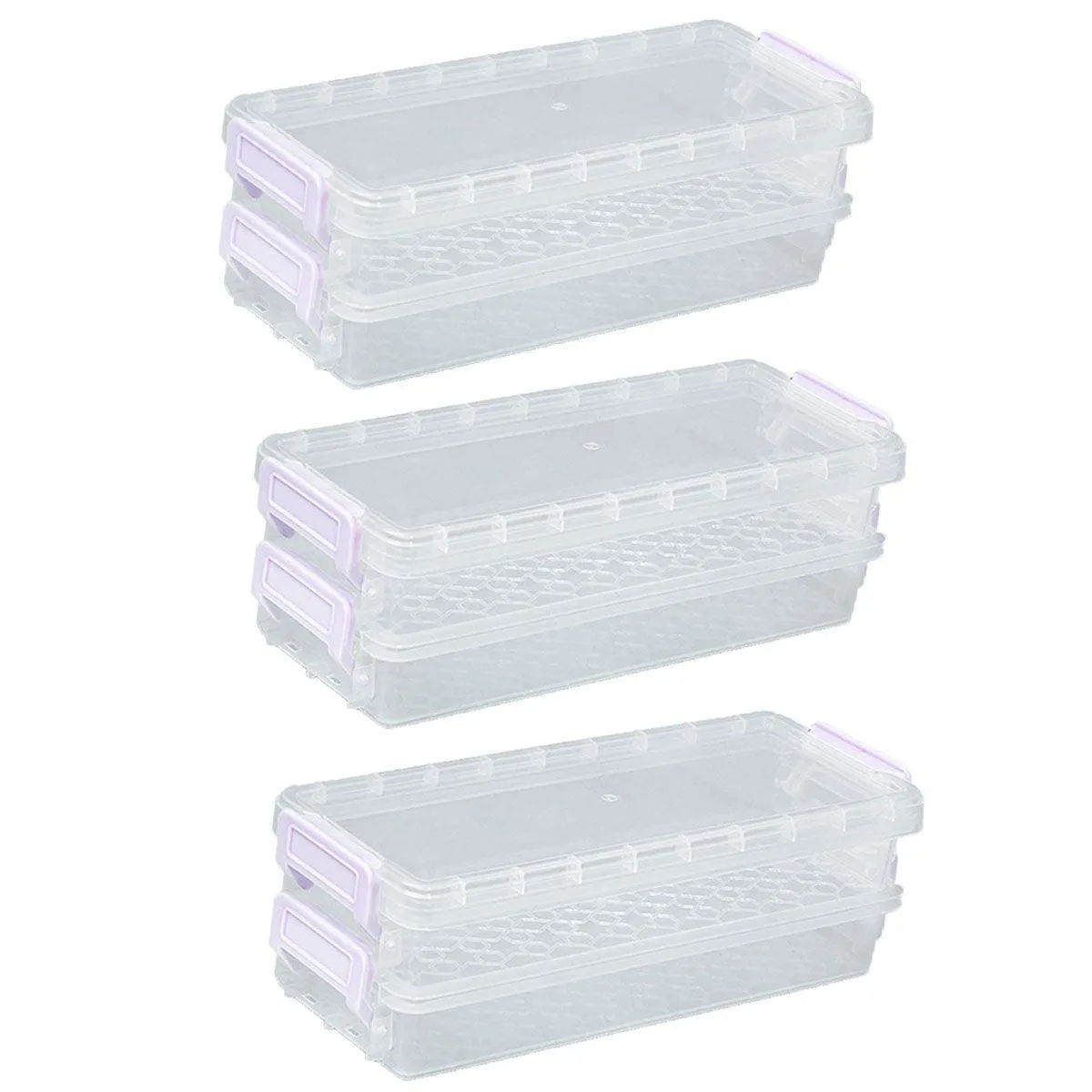 3PCS Clear Plastic Desktop Storage Box 2 Layer Holder DIY Stationery Pencil Case