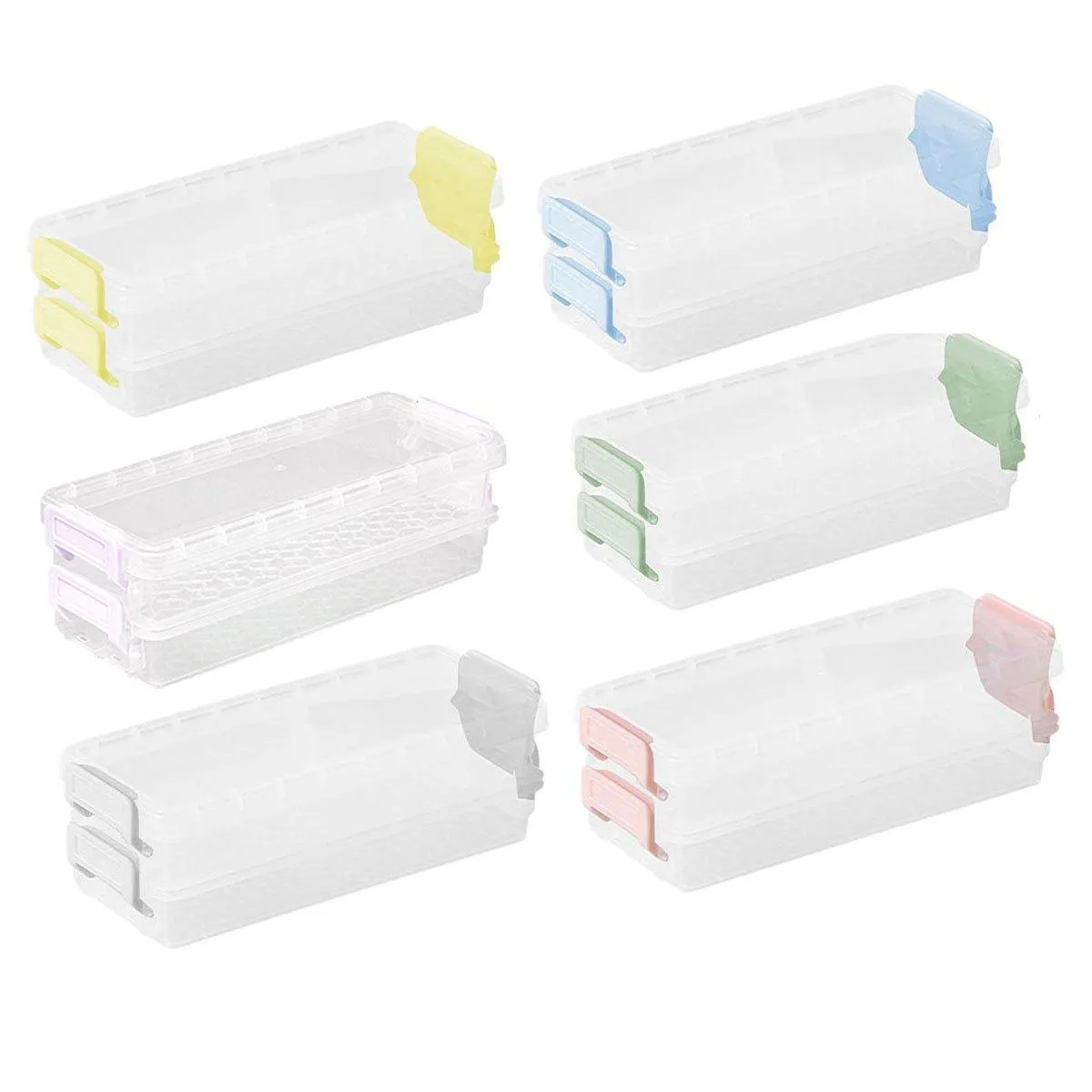 3PCS Clear Plastic Desktop Storage Box 2 Layer Holder DIY Stationery Pencil Case