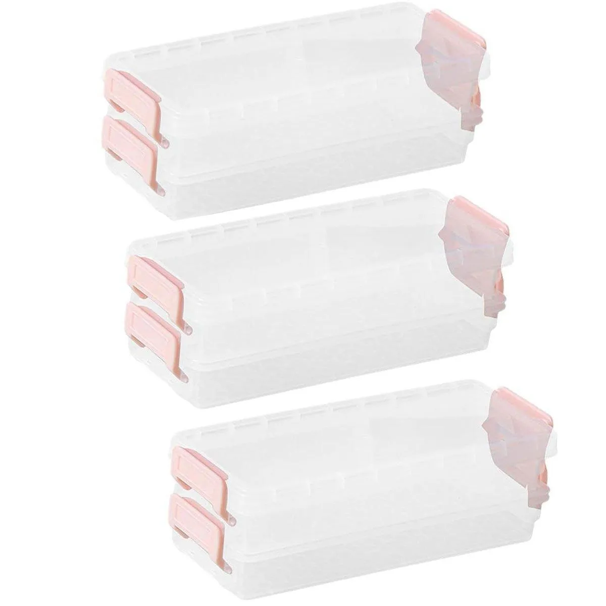 3PCS Clear Plastic Desktop Storage Box 2 Layer Holder DIY Stationery Pencil Case