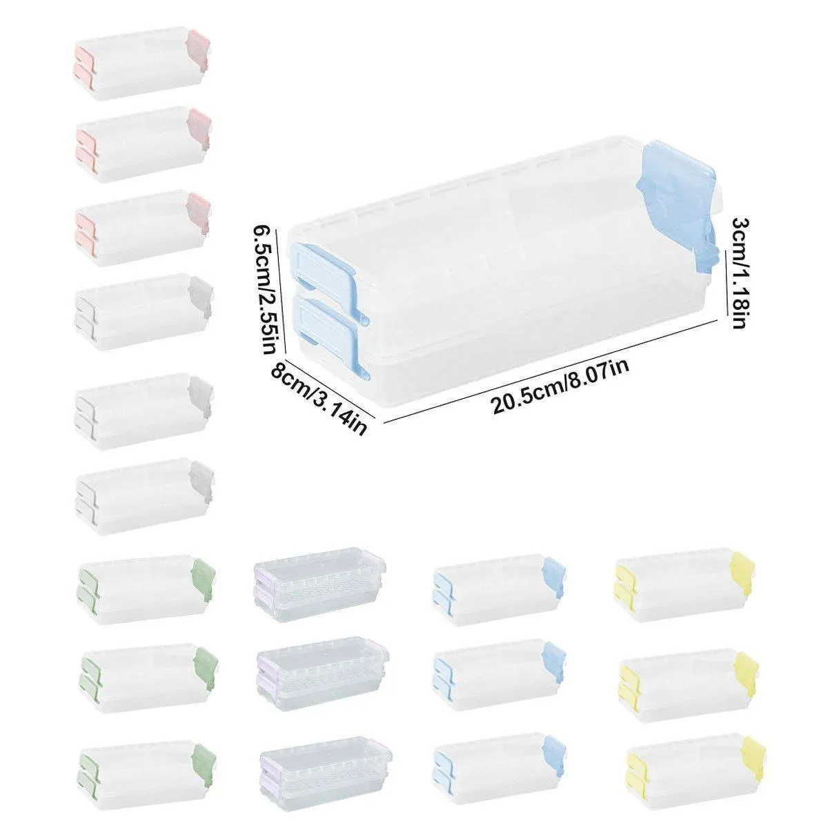 3PCS Clear Plastic Desktop Storage Box 2 Layer Holder DIY Stationery Pencil Case