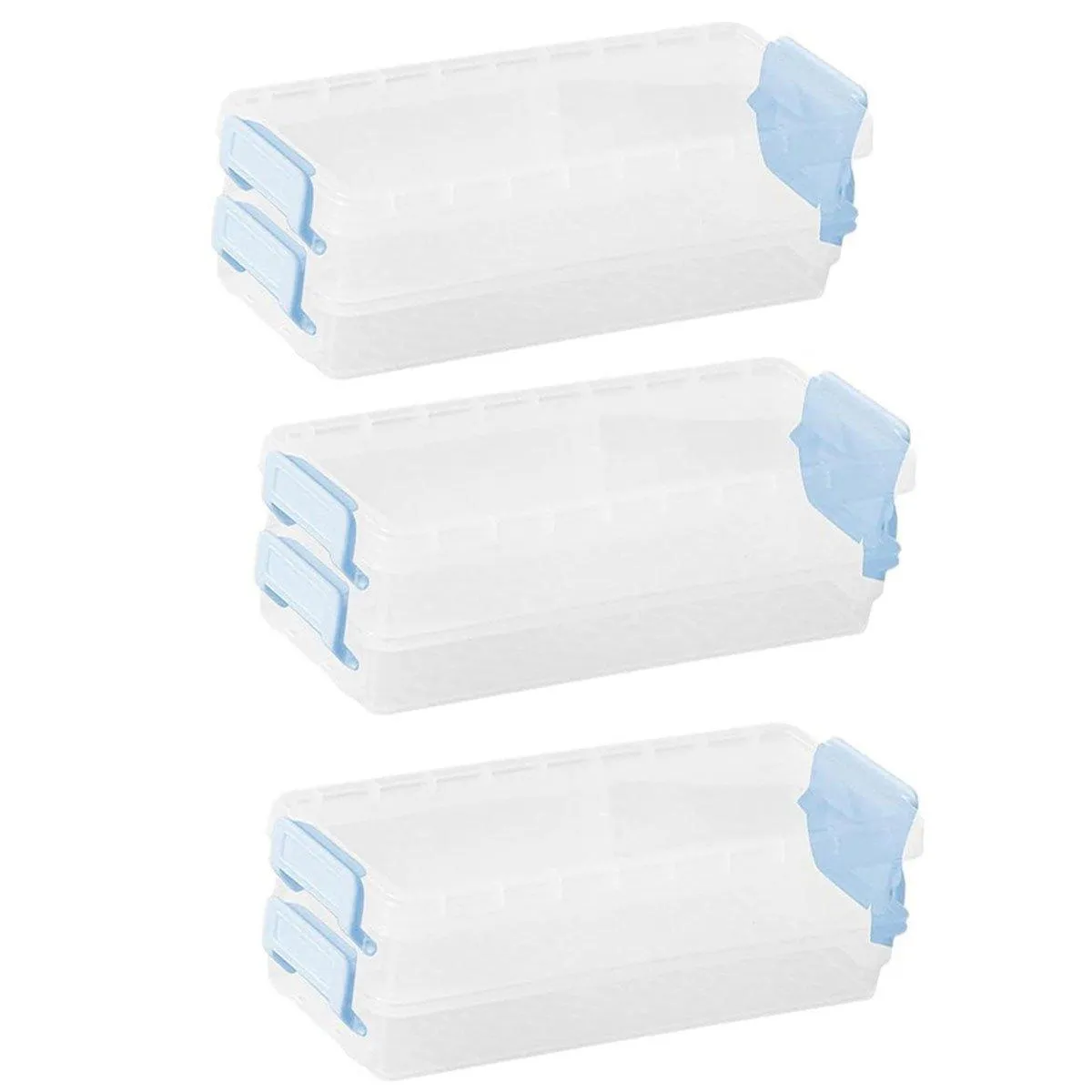 3PCS Clear Plastic Desktop Storage Box 2 Layer Holder DIY Stationery Pencil Case