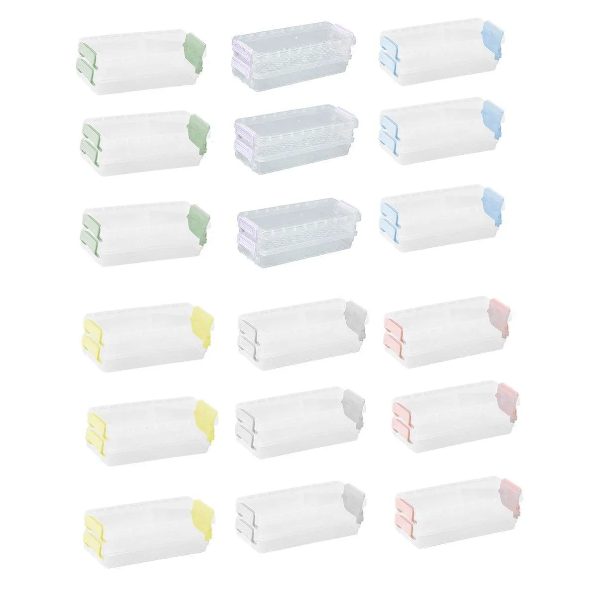 3PCS Clear Plastic Desktop Storage Box 2 Layer Holder DIY Stationery Pencil Case