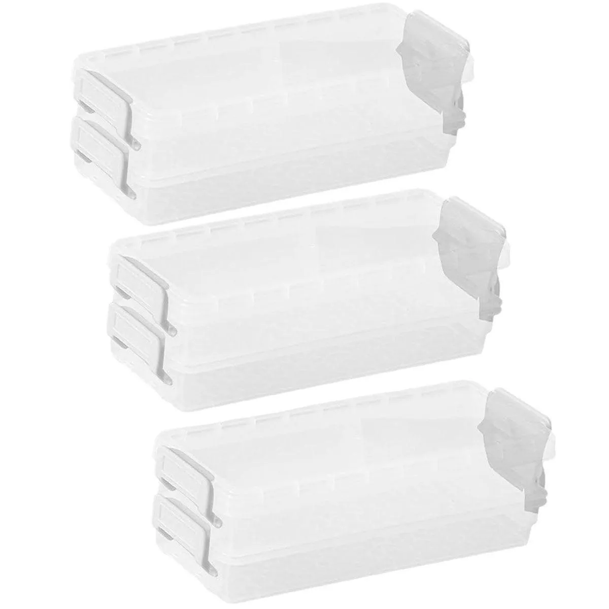 3PCS Clear Plastic Desktop Storage Box 2 Layer Holder DIY Stationery Pencil Case