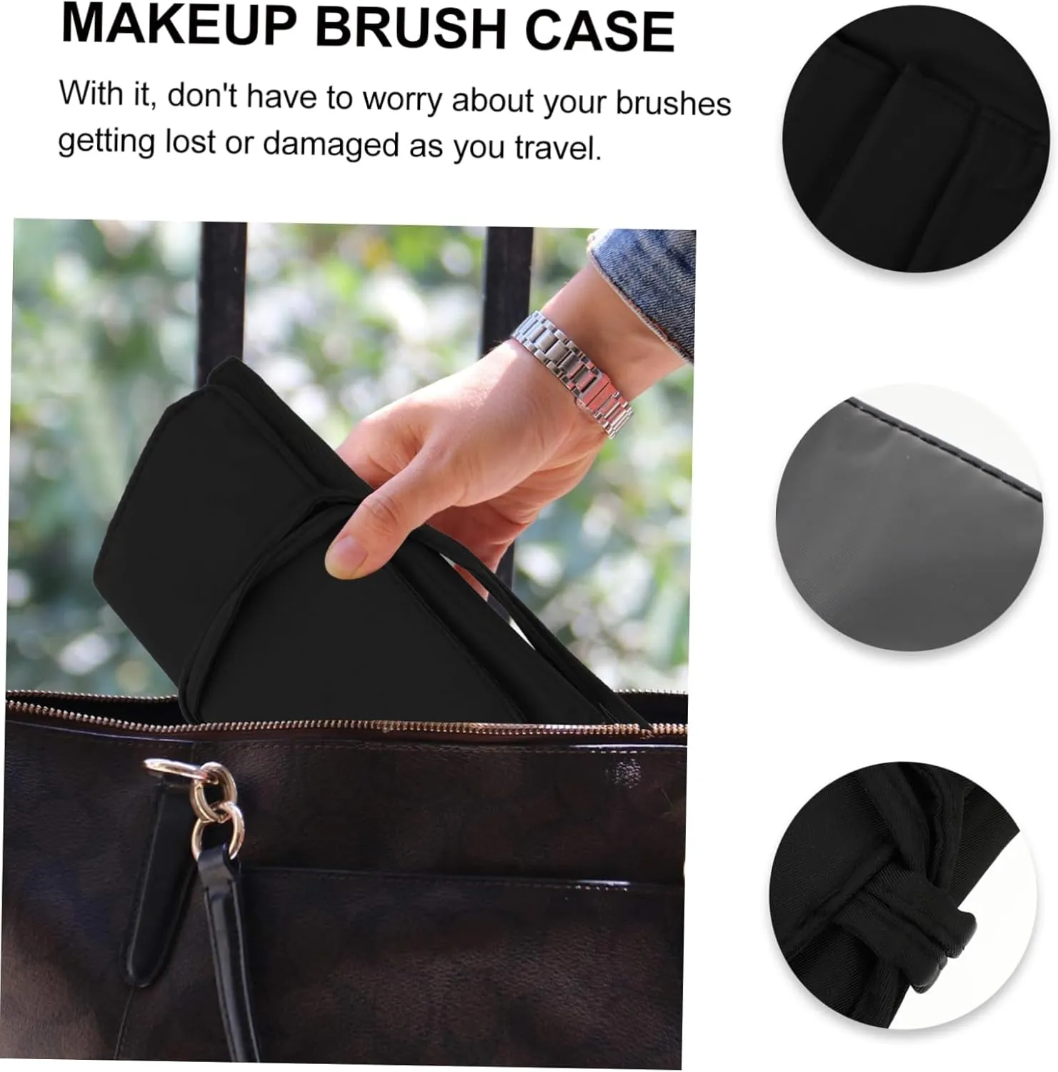 3pcs Rolling Makeup Case Brush Holder Large Makeup Organizer for Travel