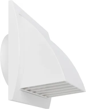 4'' Inch Exhaust Hood Vent with Rain Cover and Flap, White, Indoor and Outdoor Air Vent Cover, HVAC Exhaust Vent Duct Cover, 6'' x 6'' Inch Exhaust Cap (4'' Inch, White)
