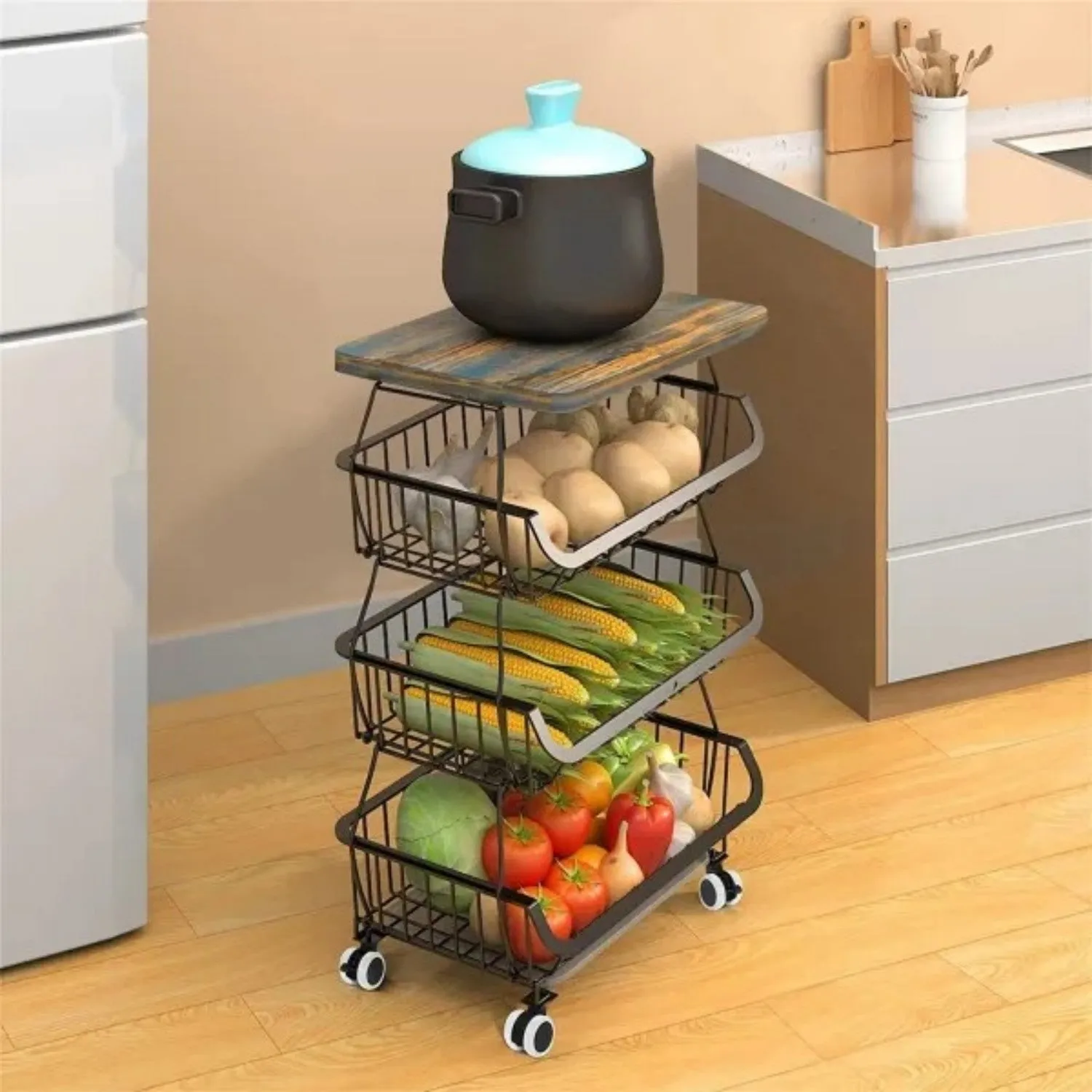 4 Kitchen Act quickly Tier Organizers Basket for and Storage VIP sale LunaLulinlk Fruit