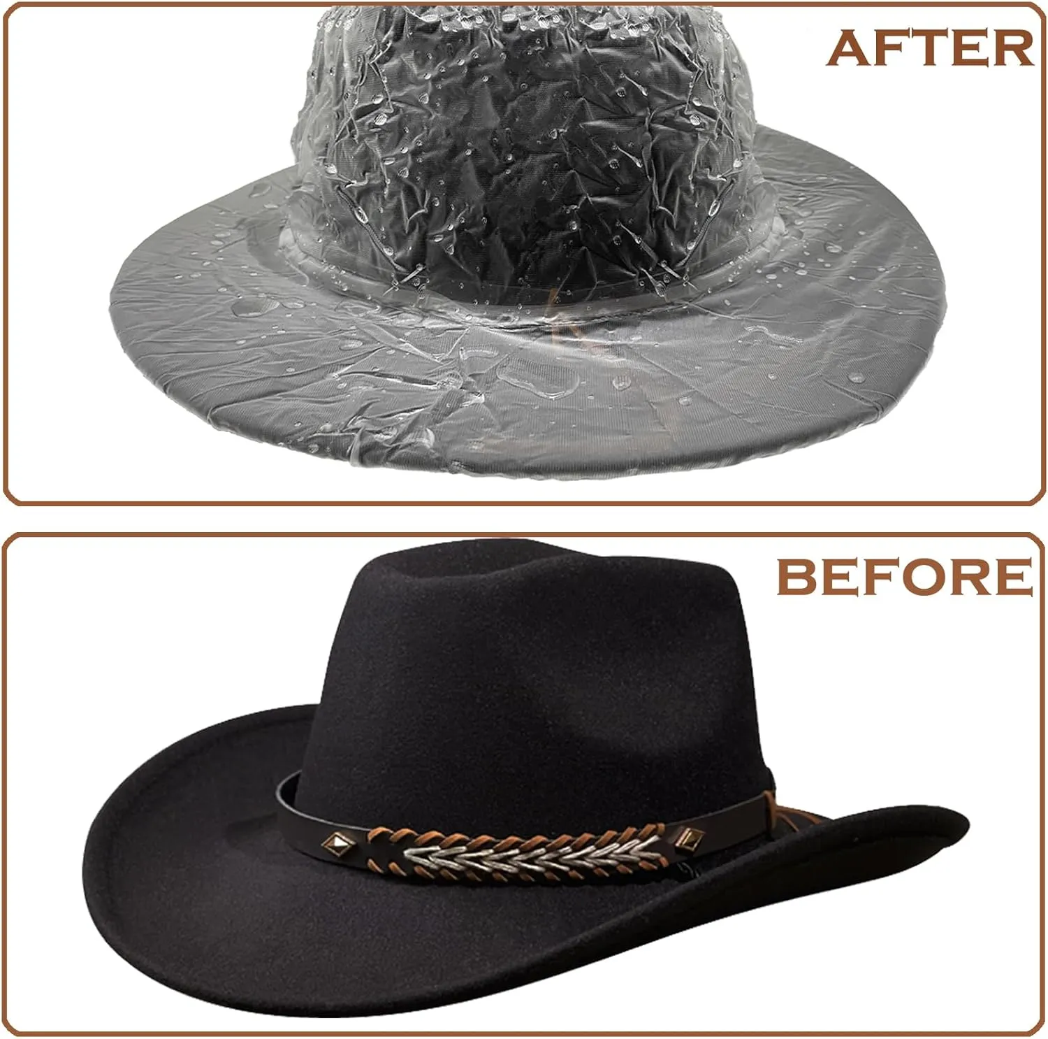 4 Pack Cowboy Hat Rain Cover Plastic Hat Cover Hat Protectors Men's Rain Hat Cowboy Hat Covers for Storage