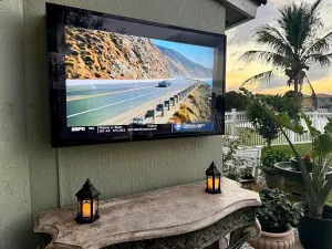 40-43inch Weatherproof Outdoor TV Cover with lock, Hard and Durable, Clear Dust ResistantTelevision Enclosure for Outside(Left Door), with TV Mount and Cooling Fans Included