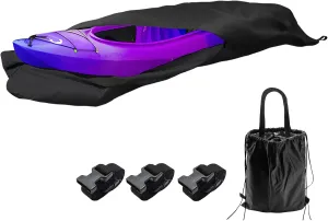 420D 13 ft Kayak Cover Canoe Paddle Board Waterproof Boat Storage Cover Outdoor for Fishing Boat, Kayak, Canoe, Black
