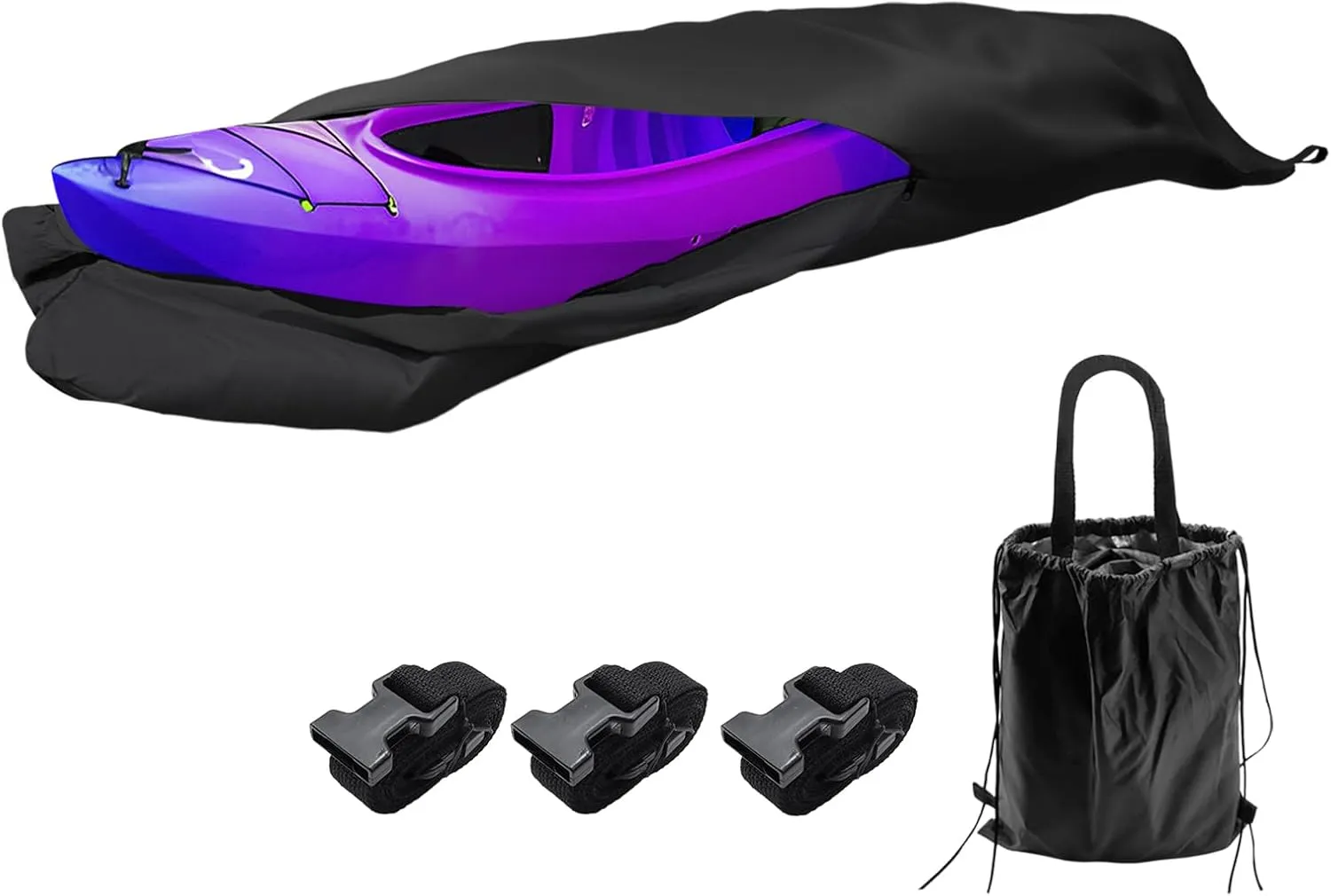 420D 13 ft Kayak Cover Canoe Paddle Board Waterproof Boat Storage Cover Outdoor for Fishing Boat, Kayak, Canoe, Black