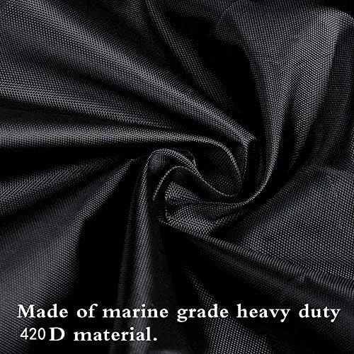 420D Oxford Cloth Boat Cover, Heavy Duty All Weather Outdoor for Yachts, Speedboats, Water Skis, V-Hulls, Black Boat Cover(14-16ft)