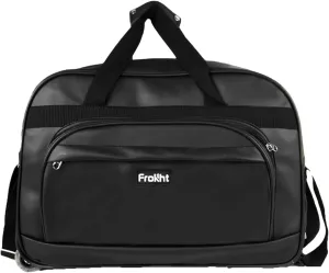 43 Liter Strolley Duffel Bag 2 Wheel Without Trolley Duffle Bag with Adjustable Detachable Strap for Travelling | Black PU Leather Made Travelling Bag with Sufficient Storage