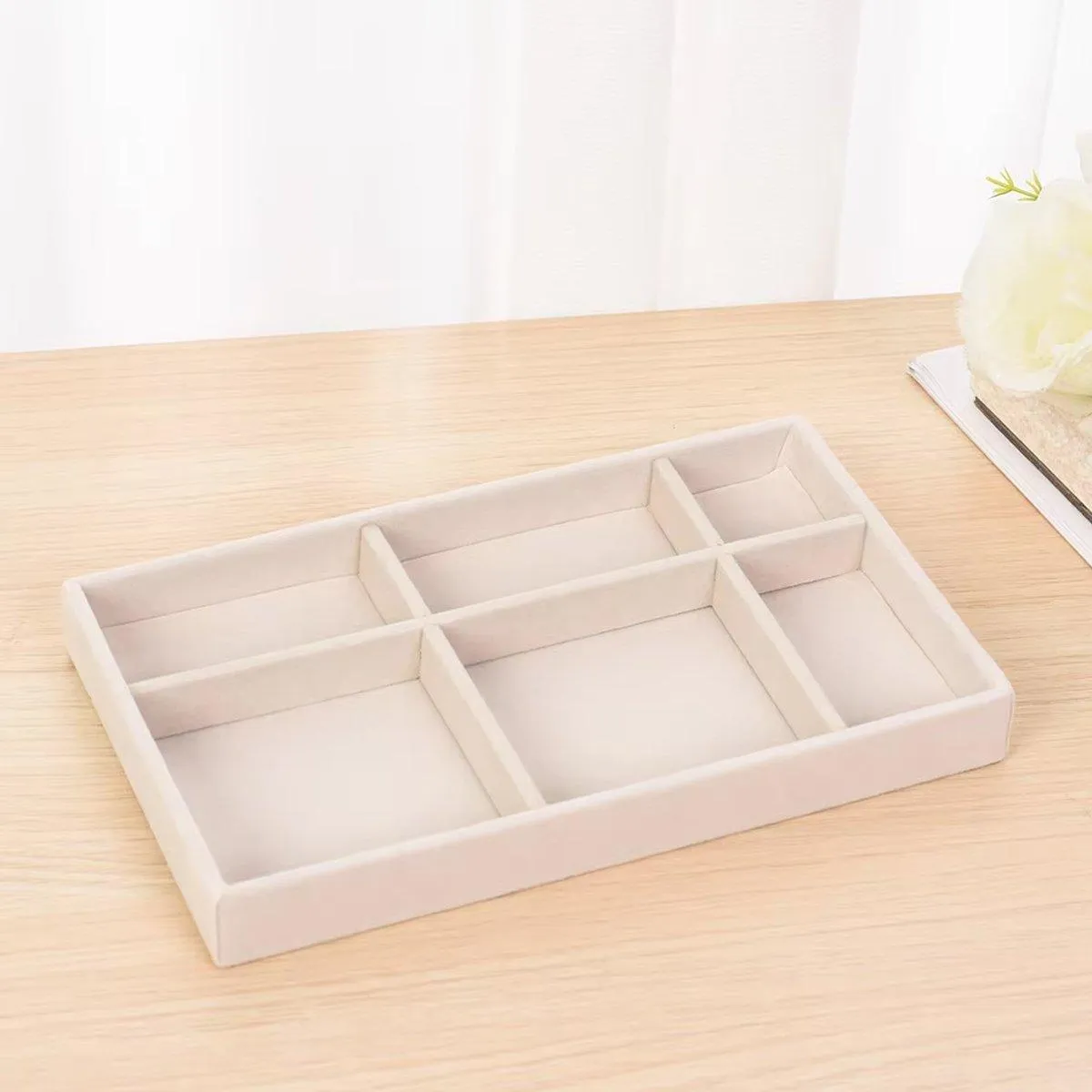 4PCS Flannel Jewelry Storage Trays Necklace Ring Earrings Organizer