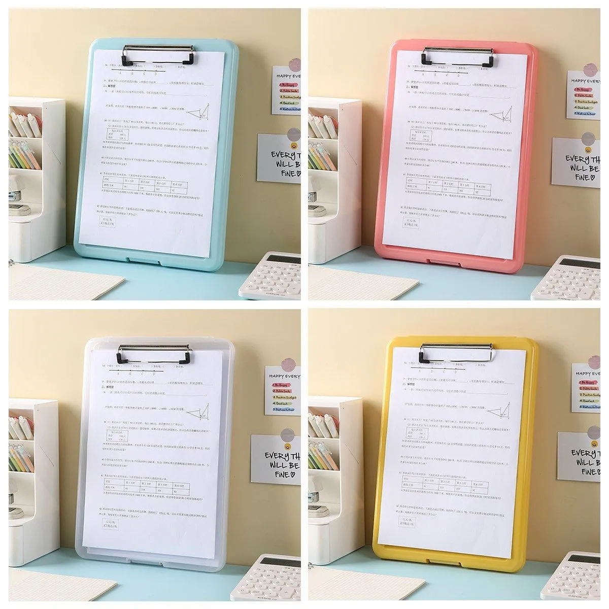 4PCS Waterproof Clipboard Storage Box Case Board Clip File Box Organizer Plastic