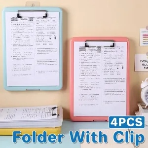 4PCS Waterproof Clipboard Storage Box Case Board Clip File Box Organizer Plastic