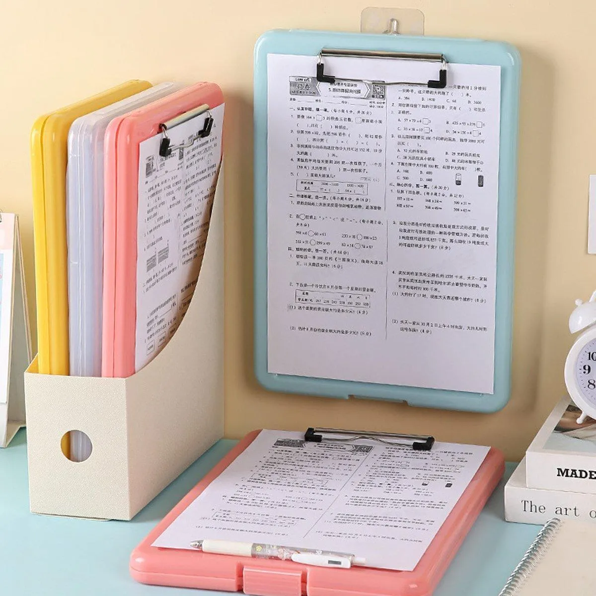 4PCS Waterproof Clipboard Storage Box Case Board Clip File Box Organizer Plastic