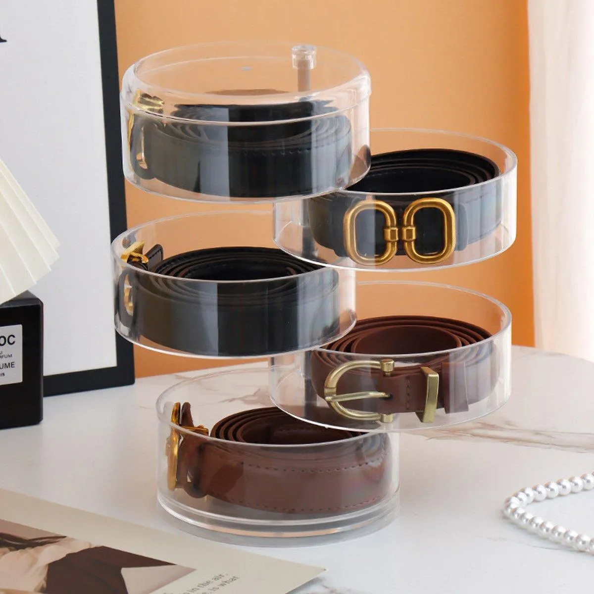 5 Layer Rotating Storage Box Transparent Jewelry Organizer for Home Display