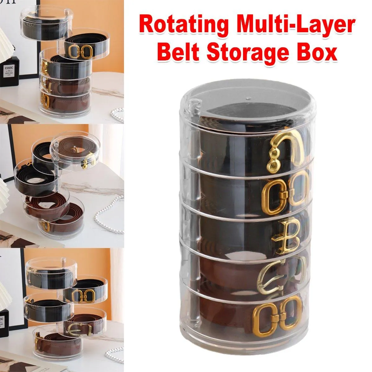 5 Layer Rotating Storage Box Transparent Jewelry Organizer for Home Display