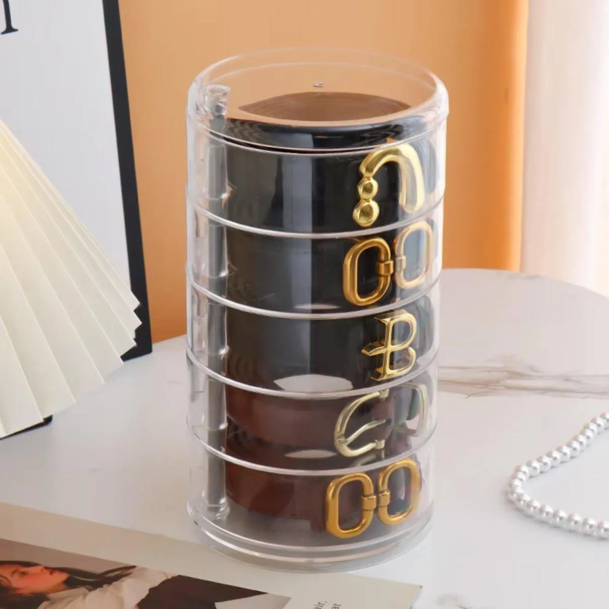 5 Layer Rotating Storage Box Transparent Jewelry Organizer for Home Display