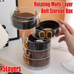 5 Layer Rotating Storage Box Transparent Jewelry Organizer for Home Display