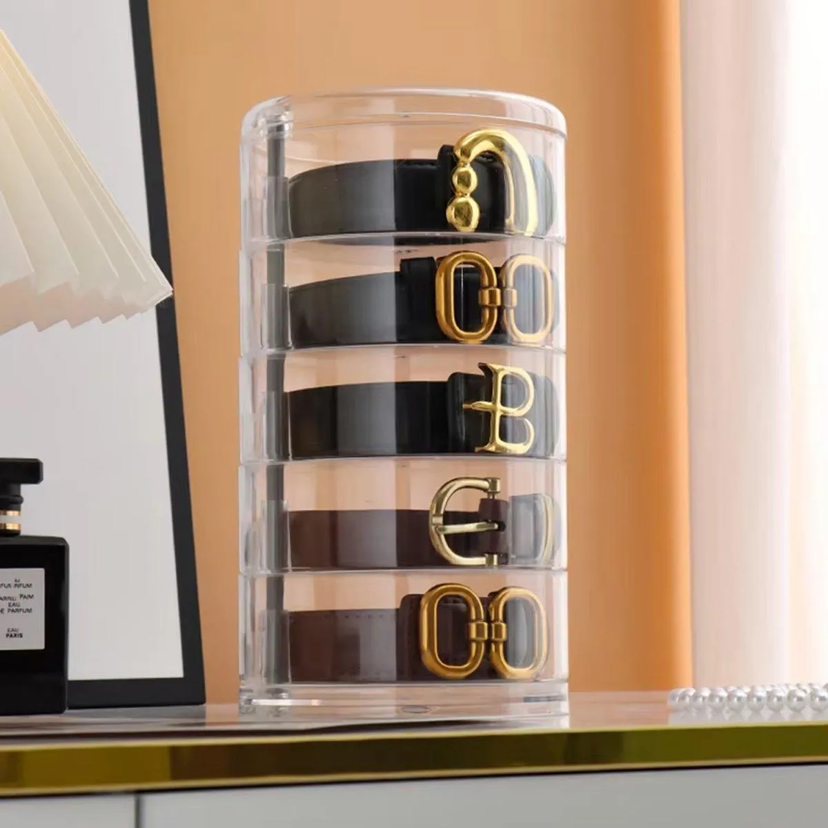 5 Layer Rotating Storage Box Transparent Jewelry Organizer for Home Display