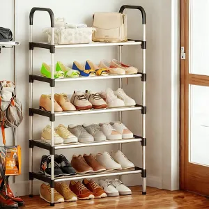 5-Tier Stackable Metal Shoe Rack - 15-Pair Organizer for Closet and Entryway Storage