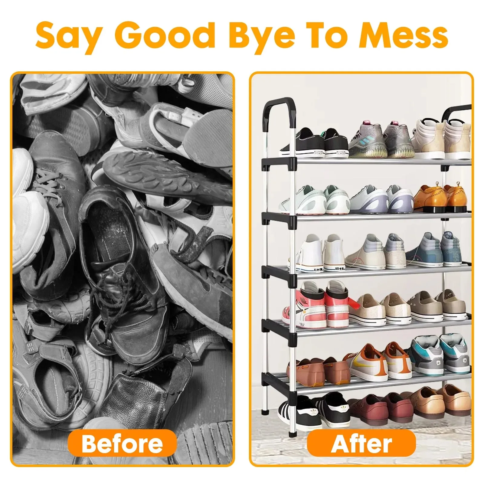 5-Tier Stackable Metal Shoe Rack - 15-Pair Organizer for Closet and Entryway Storage