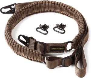 550 Paracord 2 Point Gun Sling for Rifles, Shotguns, Crossbows, Airsoft, with Easy Adjustable Strap, HK Clips, Swivels, US Patented Design