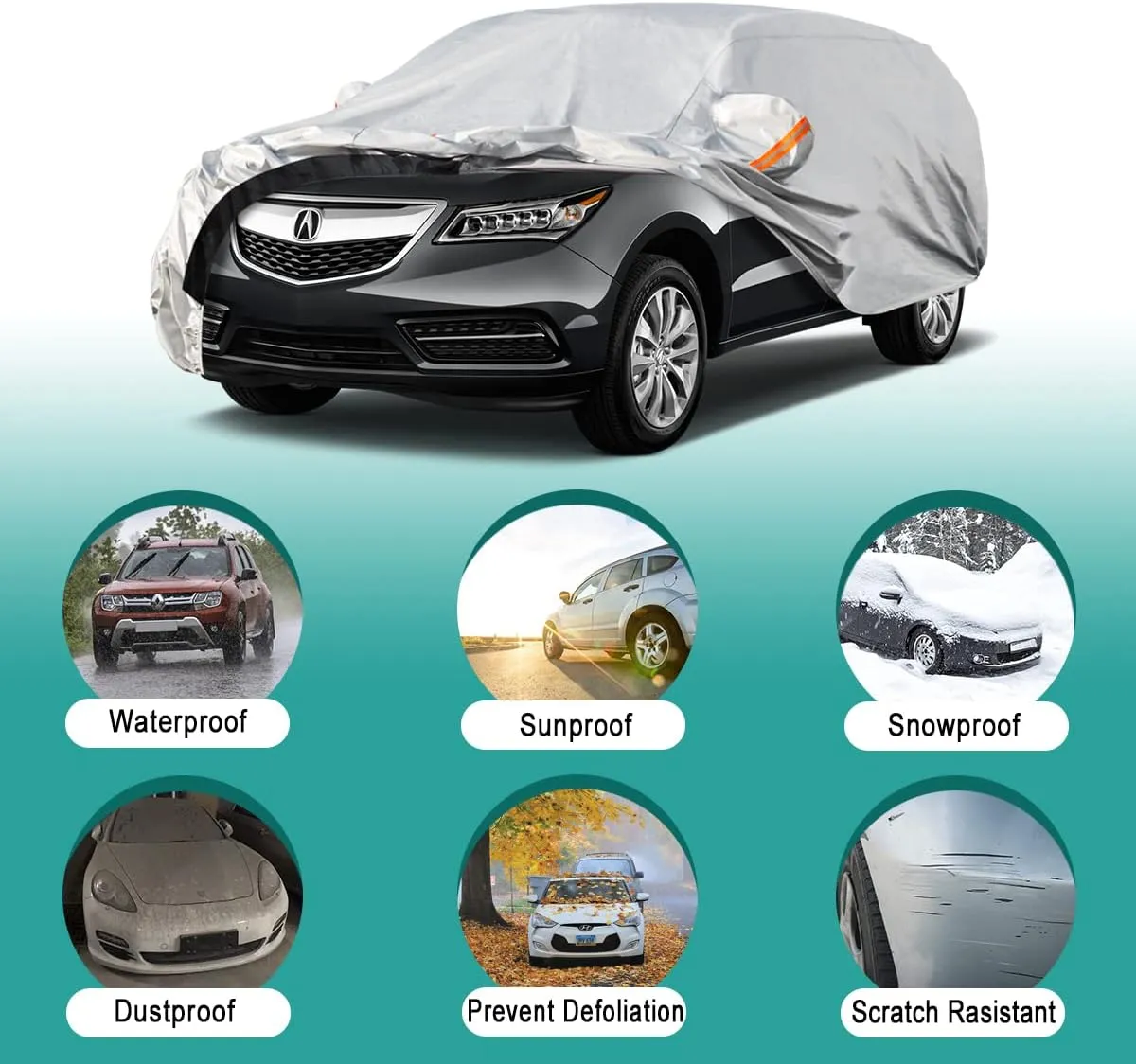 6 Layers SUV Car Cover Custom Fit Honda Pilot (2008-2025) Waterproof All Weather, Heavy Duty Outdoor Snow Sun Rain Uv Protection (Ships from US Warehouse, Delivery 3-8 Days)