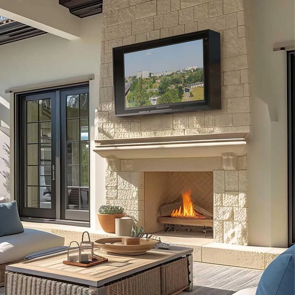 60-65 inch Weatherproof Outdoor TV Enclosure, with Transparent Front Panel, Clear Dust Resistant Television Cover for Outside(Right Door), Include the TV Wall Mount