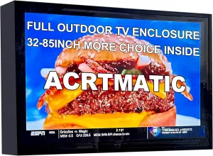 60-65 inch Weatherproof Outdoor TV Enclosure, with Transparent Front Panel, Clear Dust Resistant Television Cover for Outside(Right Door), Include the TV Wall Mount
