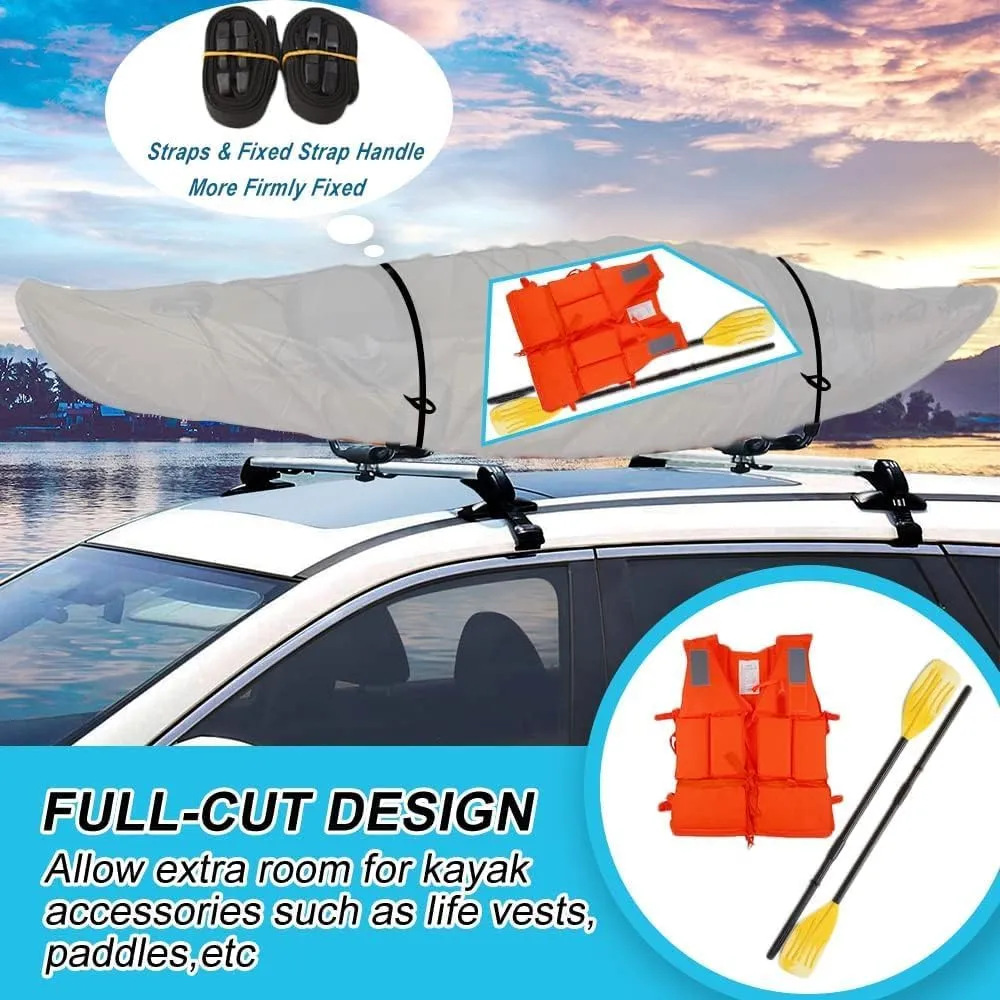 600D Fade and Tear Resistant Trailerable Kayak Cover with Waterproof Zipper, Waterproof & UV-proof Heavy Duty Canoe Cover for Indoor/Outdoor Storage