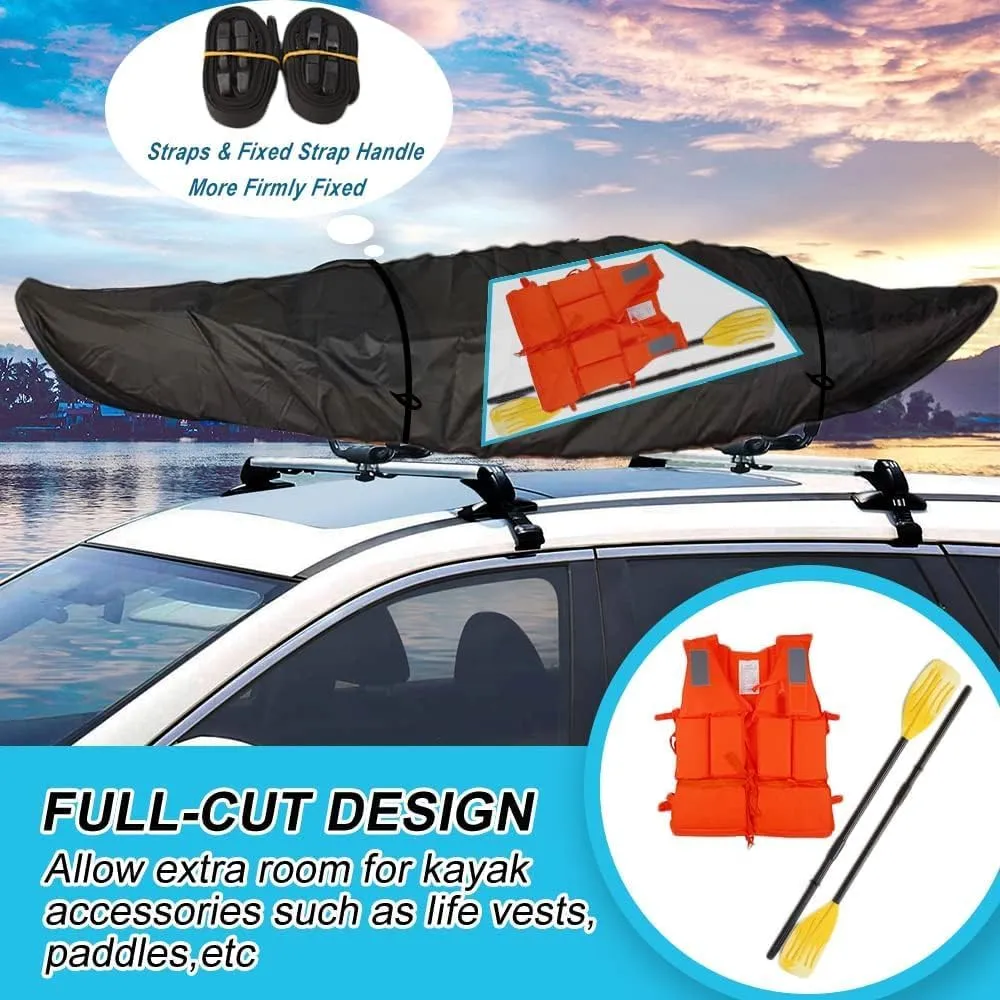 600D Fade and Tear Resistant Trailerable Kayak Cover with Waterproof Zipper, Waterproof & UV-proof Heavy Duty Canoe Cover for Indoor/Outdoor Storage