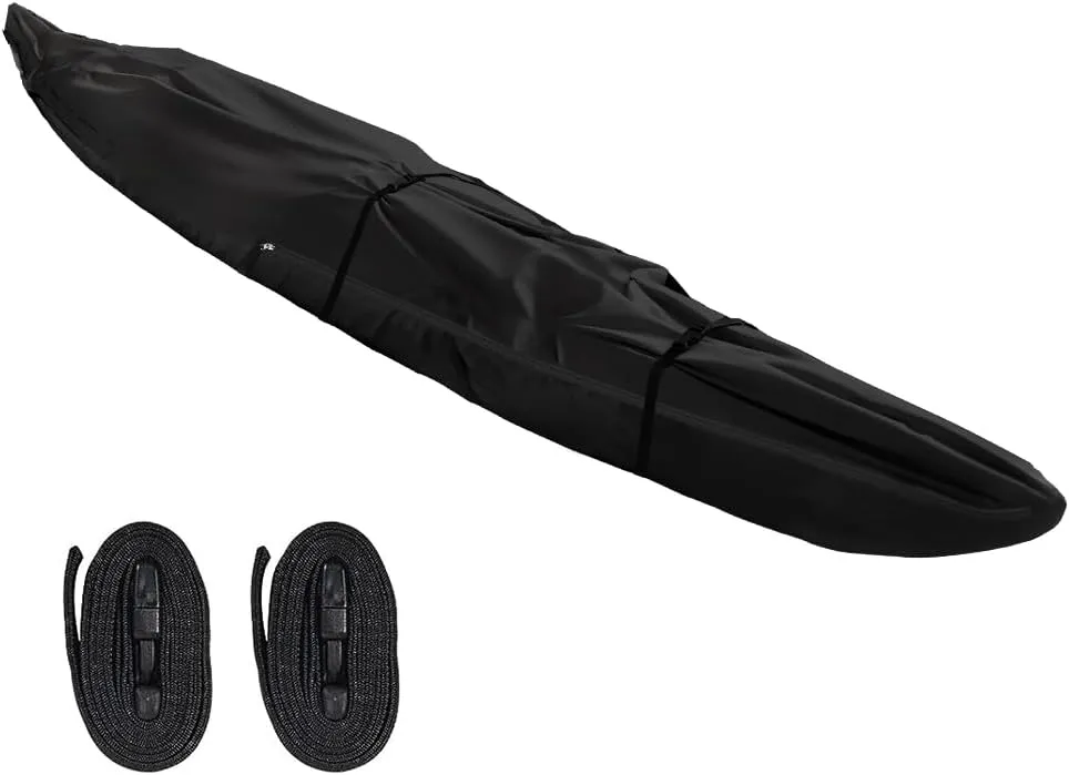 600D Fade and Tear Resistant Trailerable Kayak Cover with Waterproof Zipper, Waterproof & UV-proof Heavy Duty Canoe Cover for Indoor/Outdoor Storage