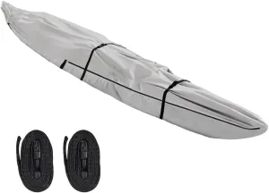 600D Fade and Tear Resistant Trailerable Kayak Cover with Waterproof Zipper, Waterproof & UV-proof Heavy Duty Canoe Cover for Indoor/Outdoor Storage