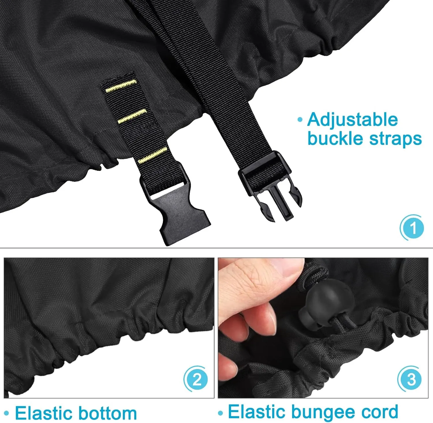 600D Kayak Cover,Heavy Duty Tear Resistant Canoe Cover, Waterproof & UV-Proof Trailerable Kayak Covers for Outdoor and Indoor Storage(Fits 10.8-12ft Black