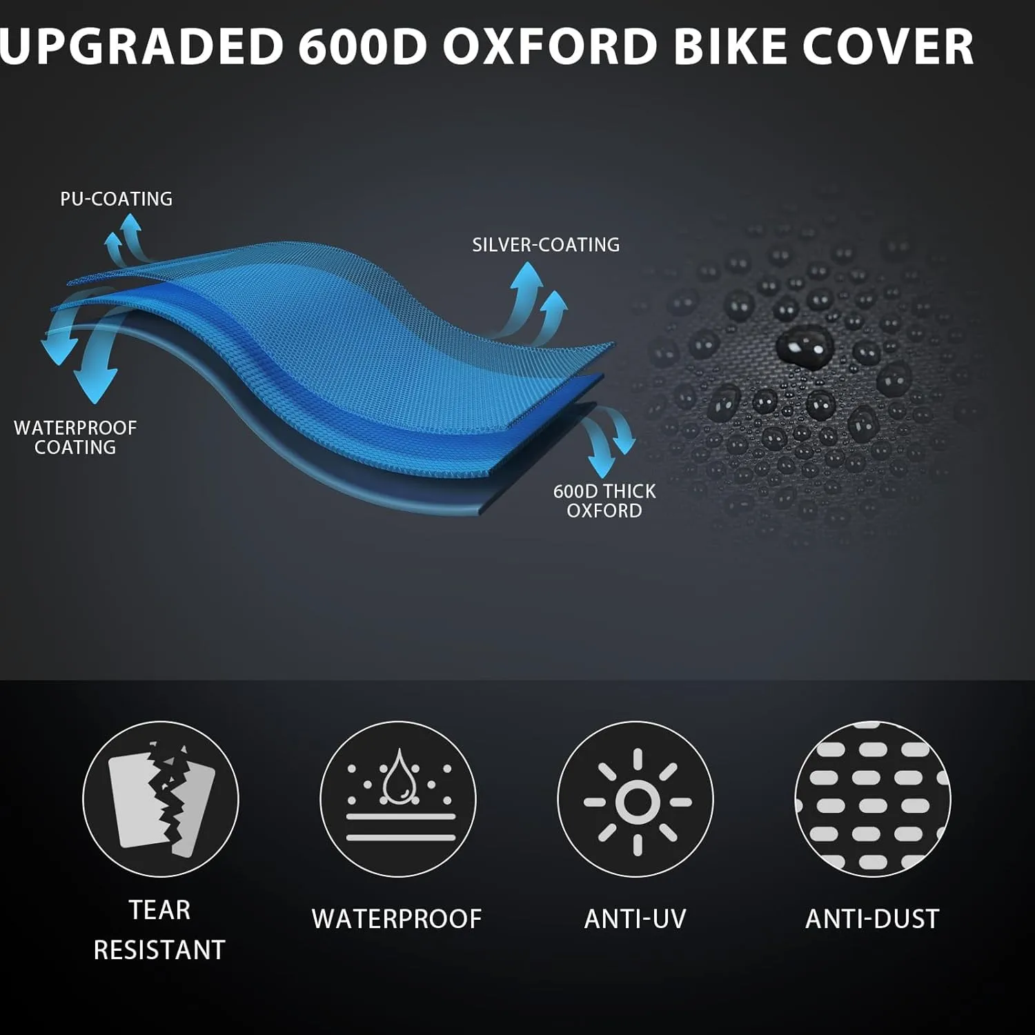 600D Oxford Bike Cover for Transport 1 Bike on Rack - Tear-resistant Outdoor Bike Covers for 1 Bikes on Rear Bike Rack Transport Waterproof Bicycle Covers for Single Bike on Car Hitch Travel Storage