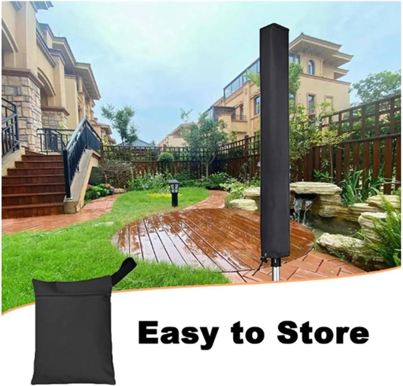 600D Oxford Fabric Clothesline Cover, Outdoor Rotary Dryer Cover with Full-Length Zipper, Heavy-Duty Clothesline Cover with Storage Bag for Garden Patio(Green,65x6x6inch)
