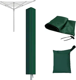 600D Oxford Fabric Clothesline Cover, Outdoor Rotary Dryer Cover with Full-Length Zipper, Heavy-Duty Clothesline Cover with Storage Bag for Garden Patio(Green,65x6x6inch)